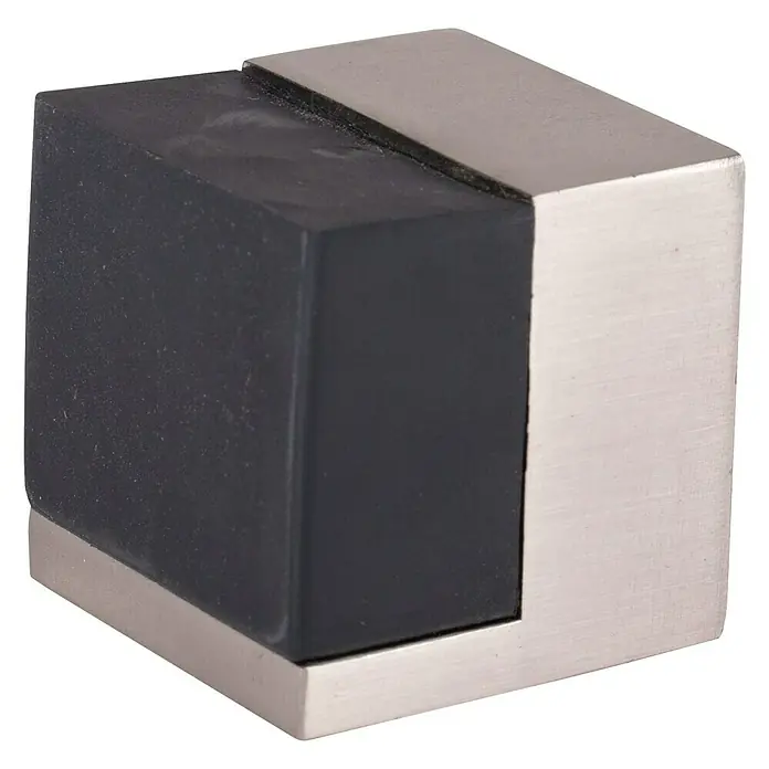 Türstopper quadratisch - B x H: 40 x 40 mm, Montageart: Schrauben, Silber/Schwarz - Quadratischer Türstopper aus Gummi und Metall. Der robuste Türstopper schützt Wände und Türen vor Beschädigungen.
