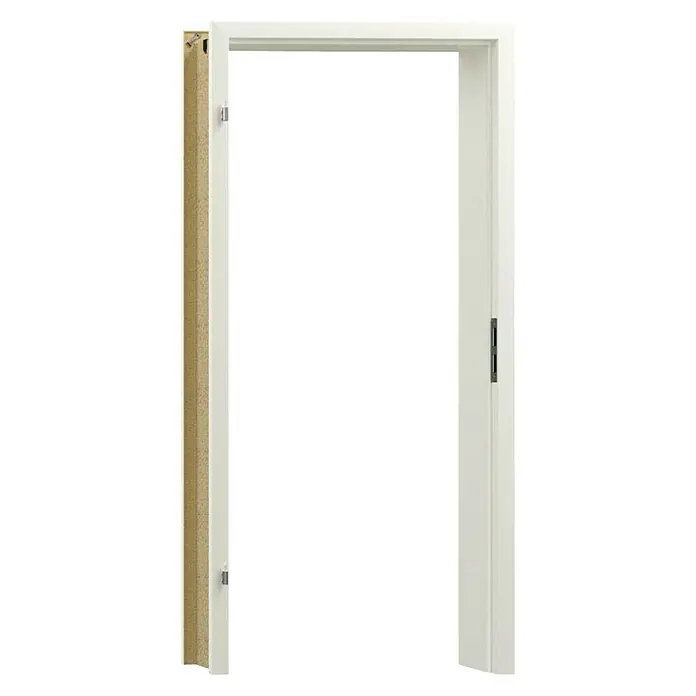 GetaDoor Laminit Türzarge GL 222985 x 1.985 mm, Wandstärke: 185 mm, DIN Anschlag: Links, Arctic Weiß - Ein detailreiches Bild eines weißen Türrahmens, der die elegante Konstruktion und das saubere Design dieses architektonischen Elements hervorhebt.