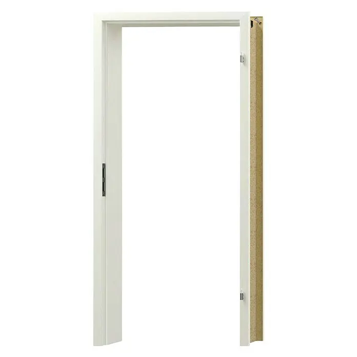 GetaDoor Laminit Türzarge GL 222 - 735 x 1.985 mm, Wandstärke: 270 mm, DIN Anschlag: Rechts, Arctic Weiß - Weißer Türrahmen aus Holz mit sichtbaren Beschlägen, ideal für Innenausbau und Renovierung. Stabile Konstruktion für einfache Montage.