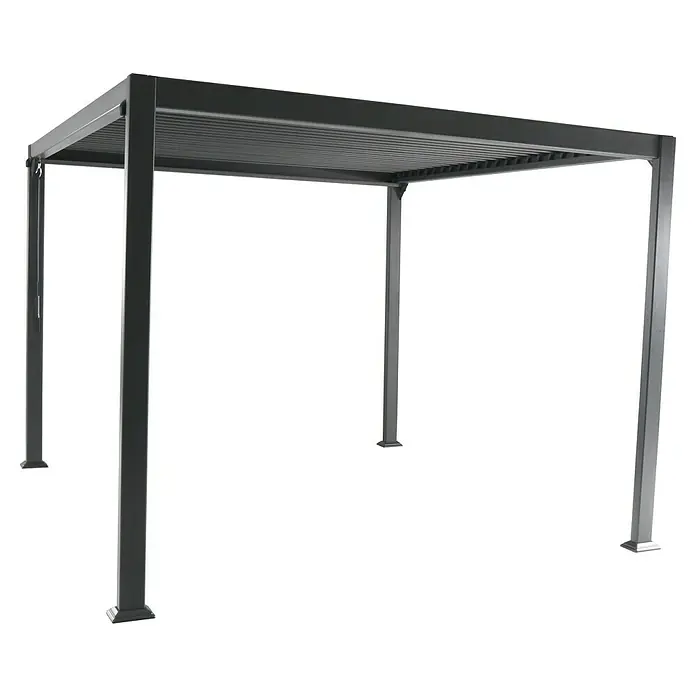 Sunfun Pérgola estándar Palma - An x Pr: 300 x 300 cm, Antracita, Aluminio - Pérgola metálica con techo de lamas y postes robustos. Ideal para patios o jardines, ofreciendo sombra y protección solar.