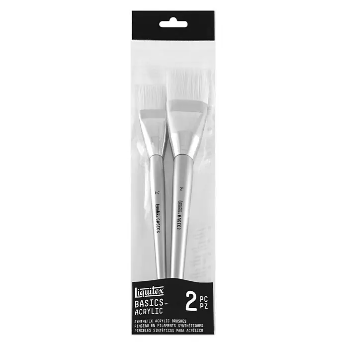 Liquitex Basics Flachpinsel-Set XXL - 2 -tlg. - Verpackung mit zwei Liquitex Basics Acrylpinsel-Sets, ideal für Künstler und Hobbymaler.