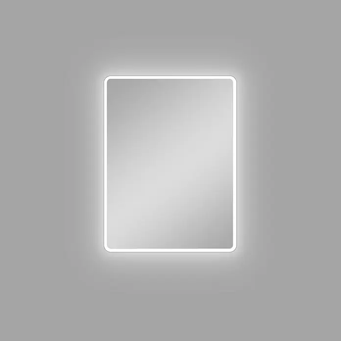 DSK Lichtspiegel Silver Luna - 80 x 60 cm - Beleuchteter rechteckiger Spiegel für Badezimmer und Schlafzimmer mit modernem und elegantem Design.\n