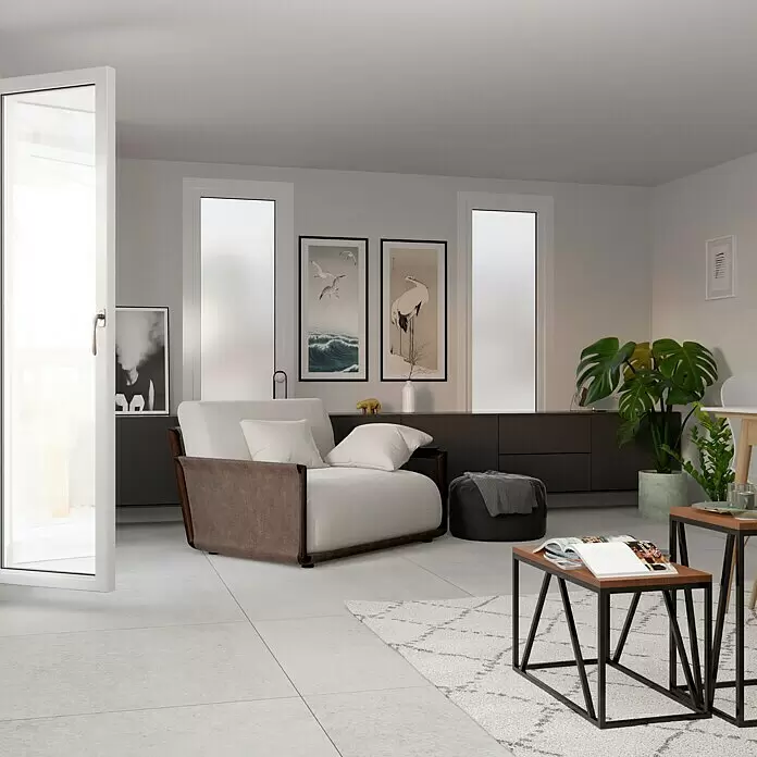Feinsteinzeugfliese Erawan Grey - 100 x 100 cm, Grau, Matt - Stimmungsaufnahme