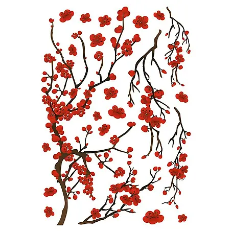 Adhesivos decorativos Ramas flores rojas