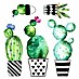 Adhesivos decorativos Cactus acuarela 