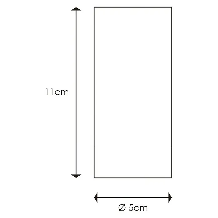 Home Sweet Home Lampenfassung - E27, Gold, Ø x H: 5 x 11 cm - Abbildung eines rechteckigen Objekts mit einer Höhe von 11 cm und einem Durchmesser von 5 cm, das die Abmessungen des Produkts verdeutlicht.