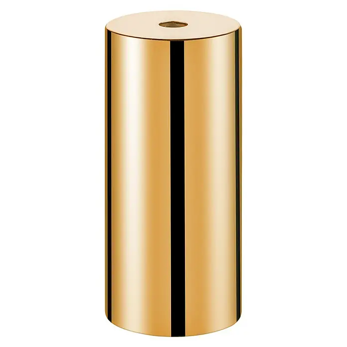 Home Sweet Home Lampenfassung - E27, Gold, Ø x H: 5 x 11 cm - Nahaufnahme einer goldenen zylinderförmigen Vase mit einem Loch in der Mitte, perfekt für jede Blumendekoration und stilvolles Interieur.