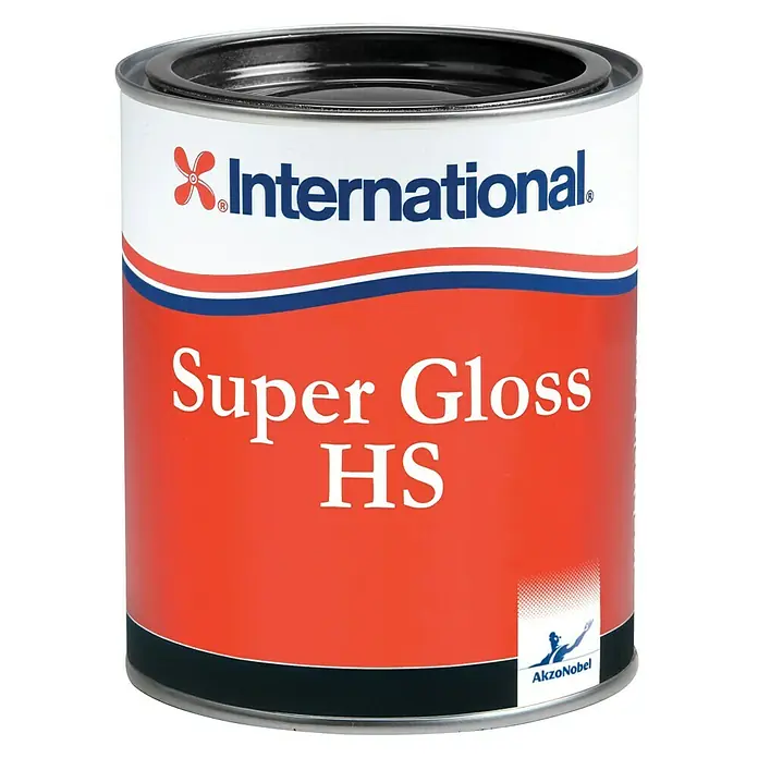 International Bootslack Super Gloss HS - Perlweiß, 750 ml - Abbildung einer Dose International Super Gloss HS Farbe, ideal für Bootslackierungen und andere Oberflächen, die einen hochwertigen Glanz benötigen.