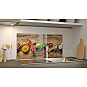 CUCINE Küchenrückwand (Wooden Spice, 80 x 40 cm, Stärke: 6 mm, Einscheibensicherheitsglas (ESG))
