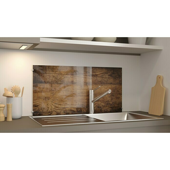 CUCINE KüchenrückwandWooden, 80 x 40 cm, Stärke: 6 mm, Einscheibensicherheitsglas (ESG) Left Side View