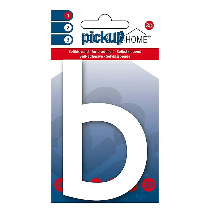Pickup 3D Home Letra decorativa en 3D - Altura: 10 cm, Plástico, Motivo: b - Letra "b" autoadhesiva 3D de Pickup Home. Ideal para personalizar espacios y objetos, fácil de pegar y aplicar.