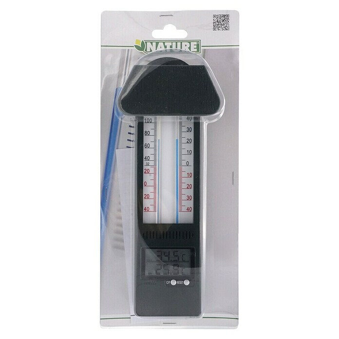 Nature Buitenthermometer MIN-MAX (Analoog, l x b x h: 3,2 x 13,5 x 31 cm, Zwart) | BAUHAUS