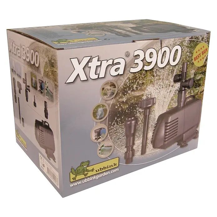 Ubbink Wasserspielpumpe Xtra 3900 - 100 W - Abbildung einer Xtra 3900 Teichpumpe von Ubbink, ideal für klare Teiche und Wasserspiele.