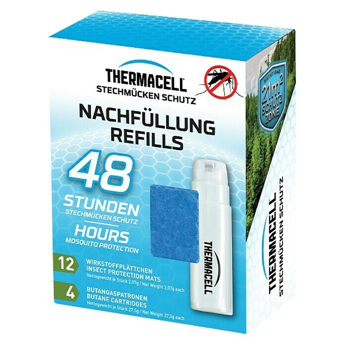 Thermacell Stechmückenschutz-Nachfüllpackung R4 (4 Butangaspatronen, 12 Wirkstoffplättchen)