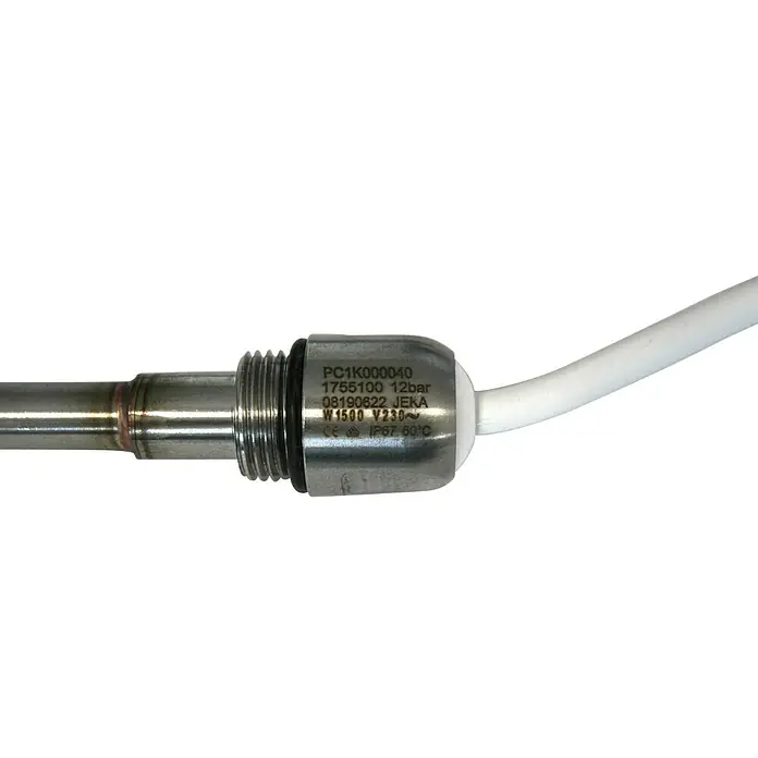 Szagato Heizstab - 1.500 W, Edelstahl - Nahaufnahme eines PC1K000040 Drucksensors mit Gewinde und weißem Kabel.