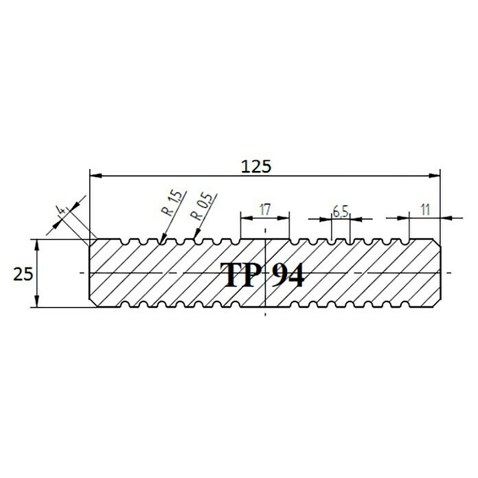 TerrassendieleDouglasie, L x B x S: 200 x 12,5 x 2,5 cm Top View