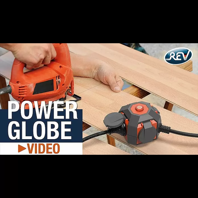 Steckdosenball - Grau/Rot, 1,4 m, IP44 - PowerGlobe IP44 - REV Ritter