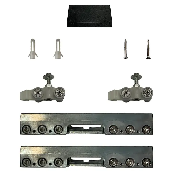 Diamond Doors Zubehör-Set Linea 40 - 230 x 90 x 37 mm, Passend für: Diamond Doors Glasschiebetür-Beschlag Linea 40 - Sortiment an Badezimmertürbeschlägen, inklusive Rollen, Führungen und Befestigungselemente für eine reibungslose Installation.