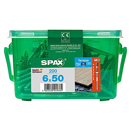 Spax T-Star plus Terrassenschraube T-Star plus (Ø x L: 6 x 50 mm, Edelstahl rostfrei A4, Blank, 200 Stk.)
