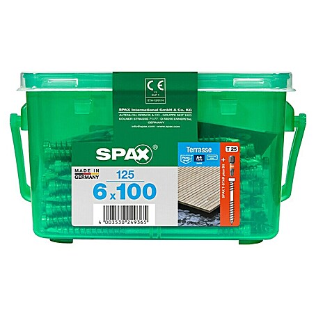 Spax T-Star plus Terrassenschraube T-Star plus (Ø x L: 6 x 100 mm, Edelstahl rostfrei A4, Blank, 125 Stk.)