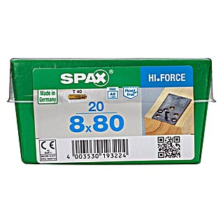 Spax Innensechskantschraube A2 HI.FORCE (Durchmesser: 8 mm, Länge: 80 mm, Edelstahl, T-Star plus)