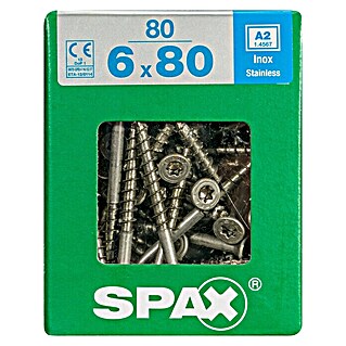 Spax Senkkopfschraube (Ø x L: 6 x 80 mm, Edelstahl rostfrei A2, 80 Stk.)