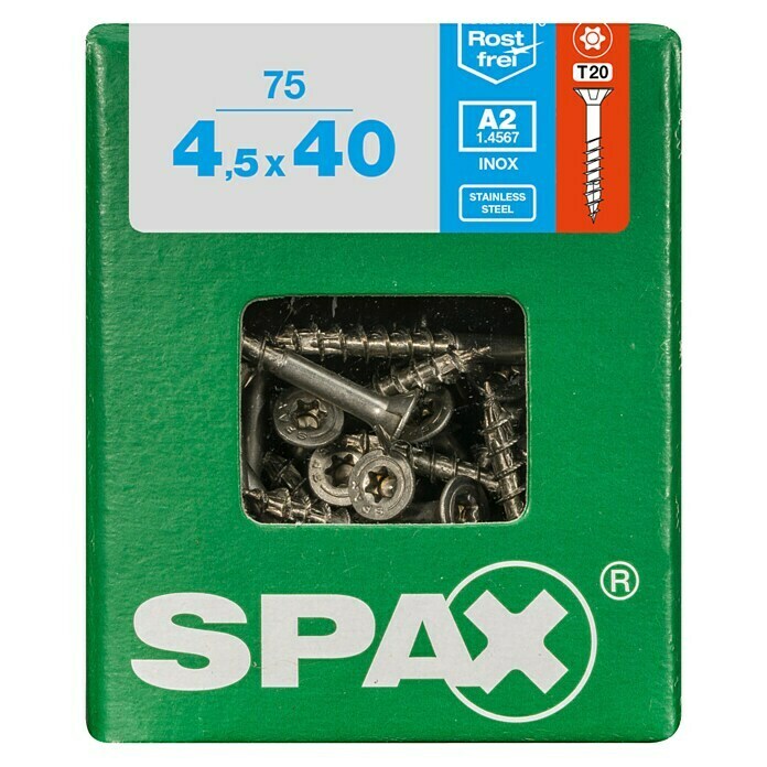 SPAX A2 ROSTFREI TRX4,5X45 L 75 ST.