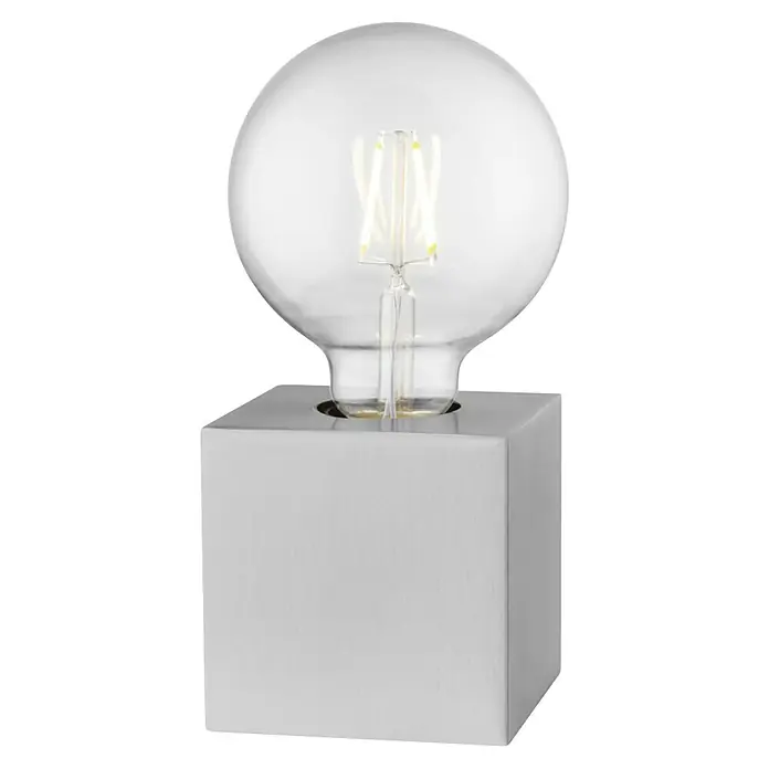 Home Sweet Home Lampenfuß Dry 10 - 10 W, E27, Stahl, Höhe: 8,5 cm - Die moderne Lampe verfügt über eine runde Glühbirne auf einem quadratischen Sockel. Das minimalistische Design passt perfekt in jeden Raum.