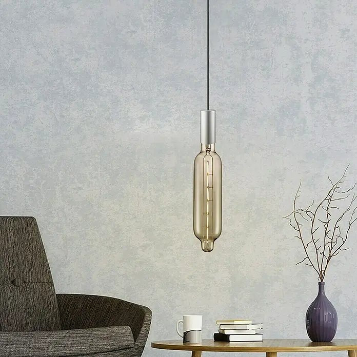 Home Sweet Home Lampenfassung - E27, Titan, Ø x H: 5 x 11 cm - Stilvolle Pendelleuchte mit langgezogener Glühbirne. Das moderne Design passt perfekt über Tische oder in Wohnbereiche.