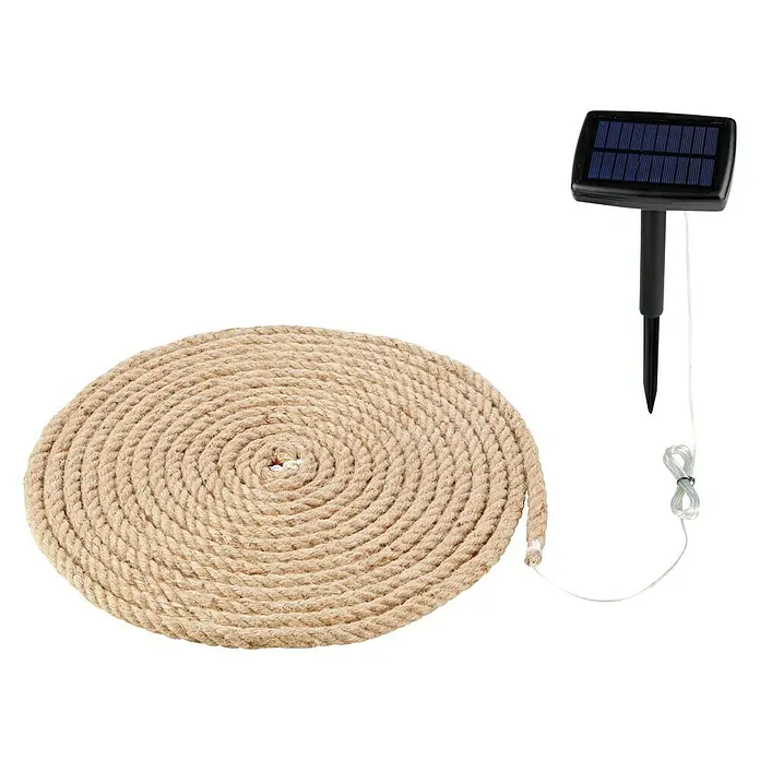 BAUHAUS Solar-Lichterkette - Länge: 13 m, LED - Solarbetriebene Hanfseil-Lichterkette, die für eine stimmungsvolle Beleuchtung sorgt. Perfekt für Garten, Terrasse oder Balkon und umweltfreundlich.