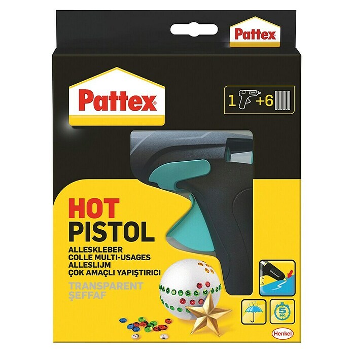 Pattex Heißklebepistole Starter-Set (70 W, Durchmesser Klebepatrone: 11 mm)