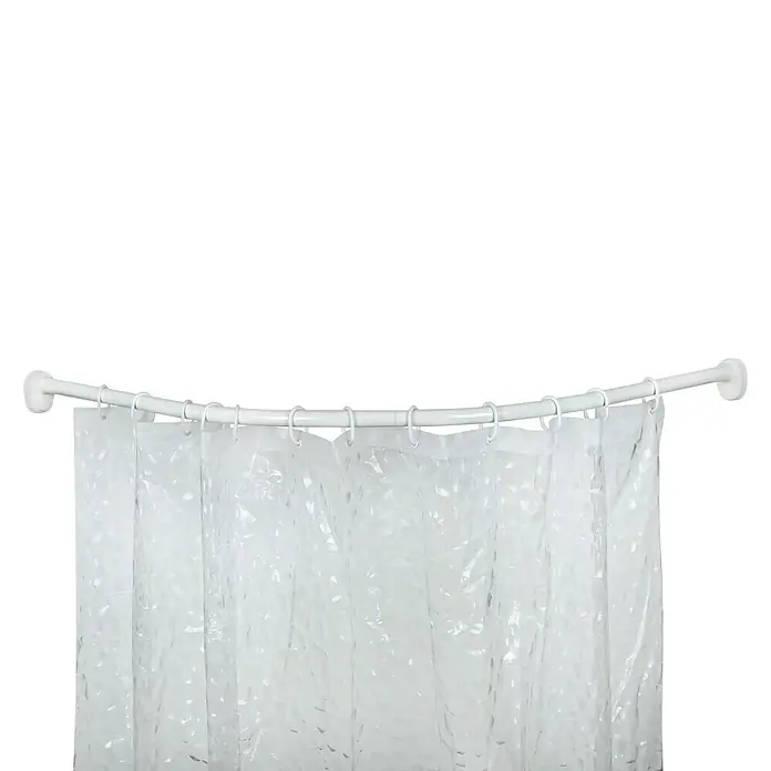 Venus DuschvorhangstangeGeeignet für: Duschwannen 80 x 80 cm/90 x 90 cm, Weiß - Duschvorhang mit weißer Stange und Ringen für Badezimmer, bietet Privatsphäre und verhindert Spritzer beim Duschen.