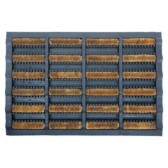 Fußmatte - 40 x 60 cm, Schwarz/Braun, Material Nutzschicht: 100 % Kokos, Kokos - Fußmatte mit Bürsteneinsätzen und Gummirillen für Sauberkeit im Eingangsbereich.