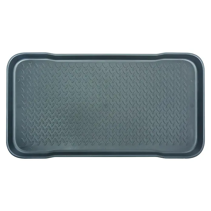 Schuhabtropfschale - 71 x 38 cm, Schwarz, Rechteckig - Graue Schuhablage mit Rillenmuster, ideal für den Innenbereich, um Böden sauber und trocken zu halten. Robustes Material für langanhaltende Nutzung.