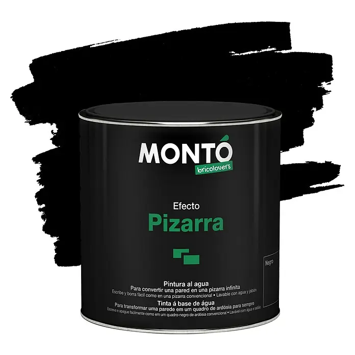 Pintura para efectos decorativos Pizarra - Negro, 500 ml - Bote de pintura de pizarra negra Montó, ideal para diseños creativos de paredes. Transforma cualquier superficie en una pizarra.