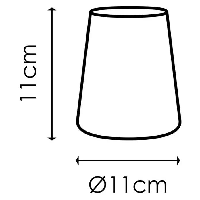 Home Sweet Home Lampenschirm Largo - Ø x H: 11 x 11 cm, Night Black, Stoff, Rund - Schematische Darstellung eines Lampenschirms mit den Maßen 11 cm Höhe und Ø11 cm Durchmesser.