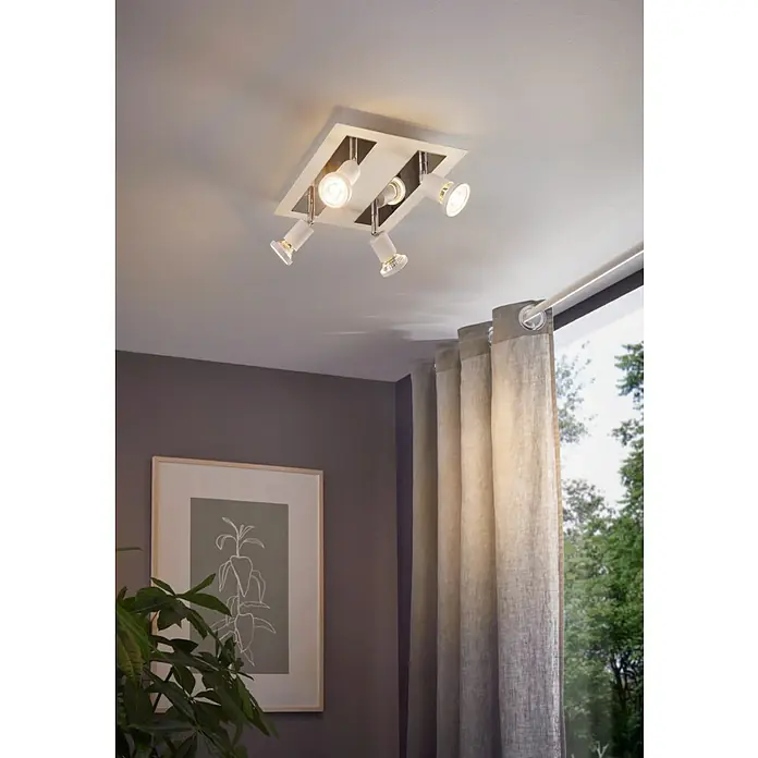 Eglo Sarria Wandstrahler SARRIA - 18 W, Weiß/Chrom, GU10, 4 Stk. - Elegante Deckenleuchte mit vier verstellbaren Strahlern in Weiß und Chrom für ein modernes Ambiente im Raum.