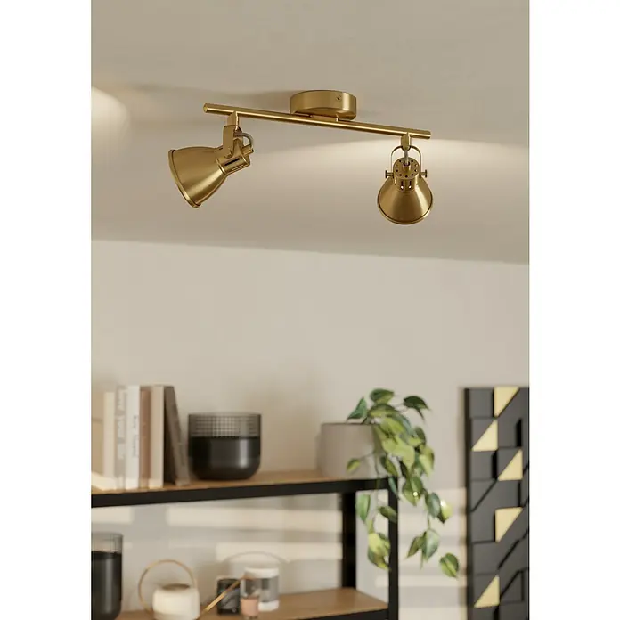 Eglo Seras Deckenstrahler SERAS - 6 W, Gold, GU10, 2 Stk. - Goldene Deckenleuchte mit zwei Strahlern, die ein warmes Licht verbreiten und eine gemütliche Atmosphäre schaffen.