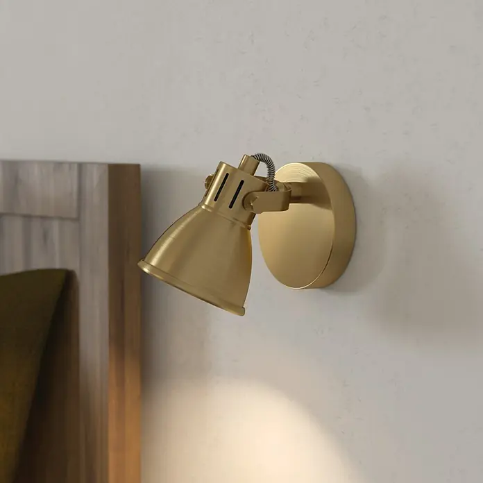 Eglo Seras Deckenstrahler SERAS - 3 W, Gold, GU10, 1 Stk. - Wandleuchte aus Messing mit verstellbarem Kopf zur gezielten Beleuchtung, ideal für Schlafzimmer oder Leseecken.
