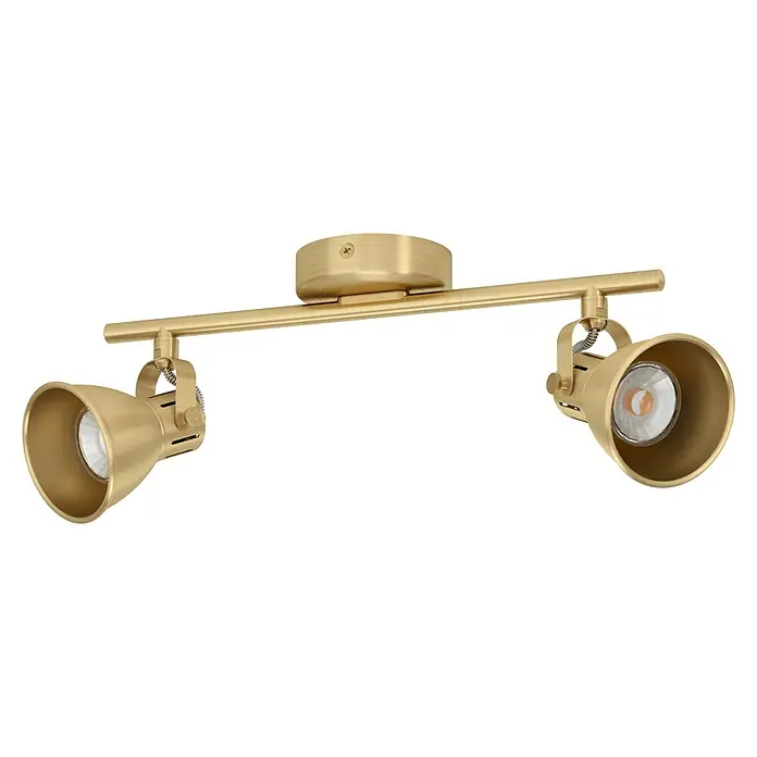 Eglo Seras Deckenstrahler SERAS - 6 W, Gold, GU10, 2 Stk. - Goldene Zwei-Flammen-Deckenleuchte, perfekt für moderne Interieurs, mit verstellbaren Strahlern für gezielte Beleuchtung.\n
