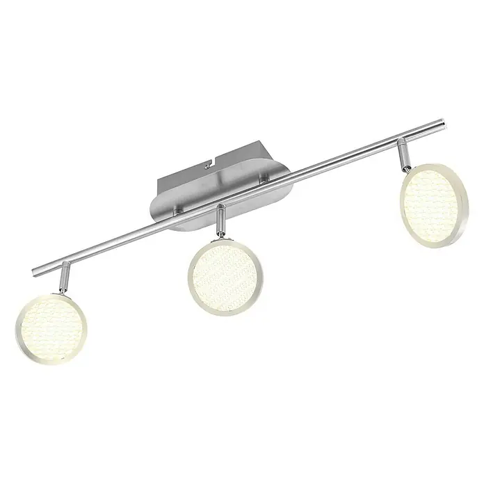 Tween Light LED-Deckenstrahler Ganda - 9,9 W, L x B x H: 565 x 90 x 190 mm, Nickel matt, Warmweiß, 3 Stk. - Moderne Deckenleuchte mit drei runden LED-Spots in Chromoptik für eine stilvolle Beleuchtung im Raum.