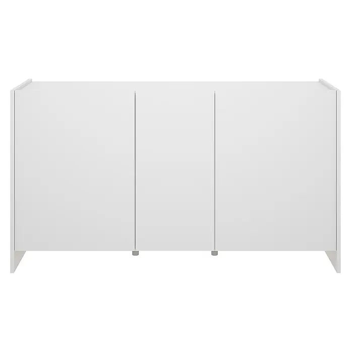 Dekit Aparador Kloe - L x An x Al: 42 x 138 x 76 cm, Blanco/Natural, Número de puertas: 3 ud. - Esta imagen muestra una cómoda blanca de tres puertas, perfecta para añadir almacenamiento extra a cualquier habitación.