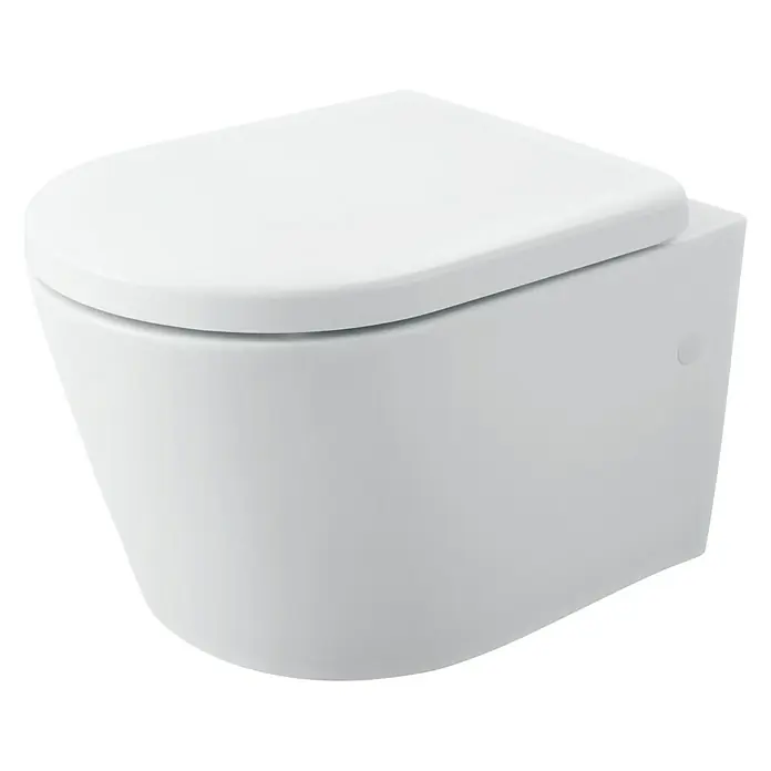 Camargue Paris WC-Sitz - Duroplast, Weiß, Mit Absenkautomatik, Abnehmbar - Ein modernes, wandhängendes WC in Weiß. Die Keramiktoilette besticht durch ihr minimalistisches Design und ihre glatte Oberfläche.