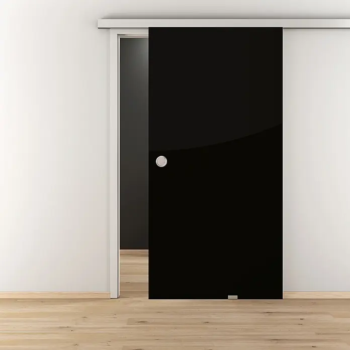 Diamond Doors Black Edition Glasschiebetür 517 - 935 x 2.058 mm, Verbundsicherheitsglas (VSG) - Elegante schwarze Glasschiebetür mit Beschlägen. Das moderne Design verleiht jedem Raum einen Hauch von Raffinesse und Stil.