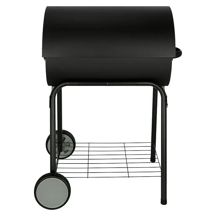 Grillstar Holzkohlegrill Grilltonne - B x T x H: 109 x 71 x 87 cm, Grillfläche (B x T): 64 x 43 cm, Schwarz - Schwarzer Holzkohlegrill mit Rädern und Ablagefläche, ideal für sommerliche Grillabende im Garten.