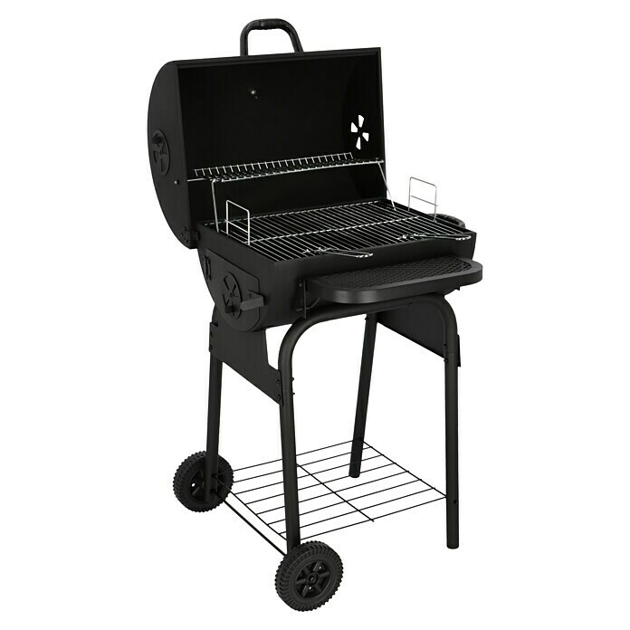 Grillstar Holzkohlegrill GrilltonneL x B x H: 66 x 68 x 109 cm, Schwarz, Hauptgrillfläche: 36,7 x 45 cm Diagonal View