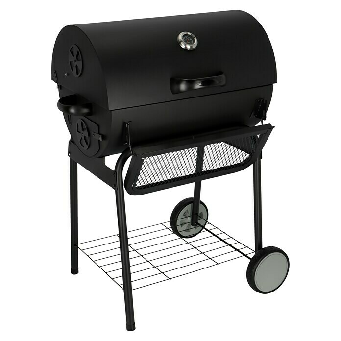 Grillstar Holzkohlegrill GrilltonneL x B x H: 71 x 109 x 87 cm, Schwarz, Hauptgrillfläche: 64 x 43 cm Diagonal View