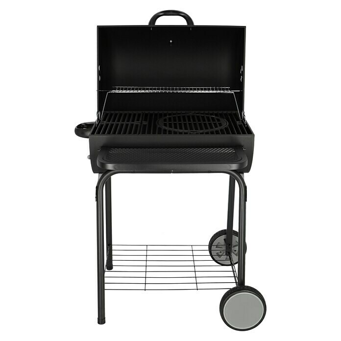 Grillstar Holzkohlegrill GrilltonneL x B x H: 71 x 109 x 87 cm, Schwarz, Hauptgrillfläche: 64 x 43 cm Front View