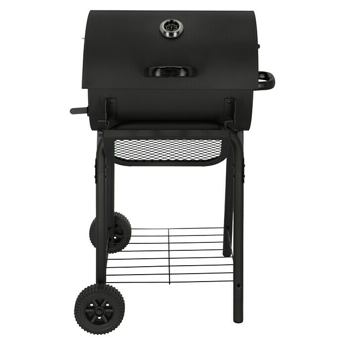 Grillstar Holzkohlegrill GrilltonneL x B x H: 66 x 68 x 109 cm, Schwarz, Hauptgrillfläche: 36,7 x 45 cm Front View