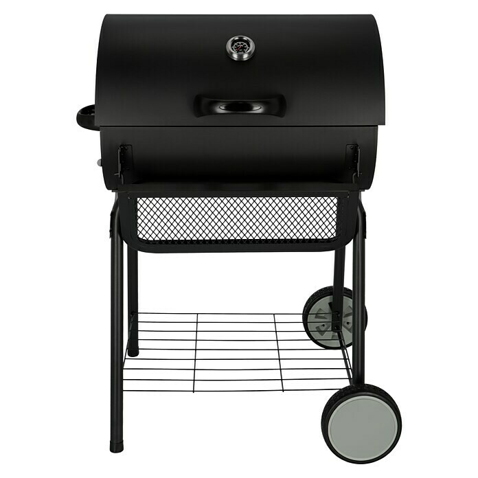 Grillstar Holzkohlegrill GrilltonneL x B x H: 71 x 109 x 87 cm, Schwarz, Hauptgrillfläche: 64 x 43 cm Front View